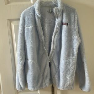 girls vineyard vines light blue fleece jacket